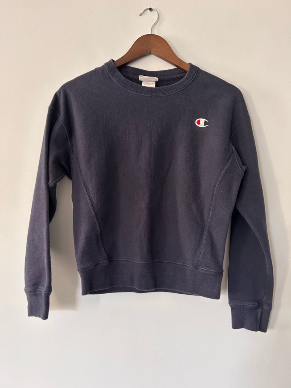 Champion Reverse Weave Heavyweight Fleece Black Crew Neck Sweatshirt Womens Sm